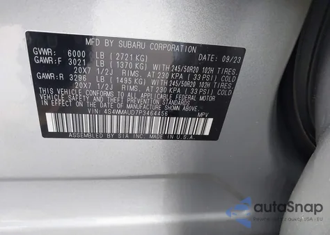 2023 Subaru Ascent Limited 7-Passenger из США, поврежденный, VIN 4S4WMAUD7P3464456